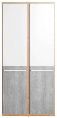 Product photograph of Ivy Oak And Faux Concrete 2 Door Wardrobe from Choice Furniture Superstore