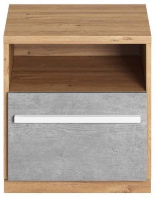 Product photograph of Plano Oak And Faux Concrete Bedside Table from Choice Furniture Superstore