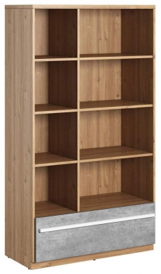 Product photograph of Plano Oak And Faux Concrete Bookcase from Choice Furniture Superstore