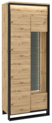 Product photograph of Quant Oak 1 Door Tall Cabinet from Choice Furniture Superstore