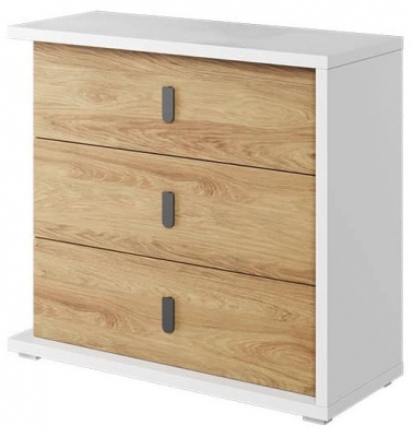 Product photograph of Massi Natural And White 3 Drawer Chest from Choice Furniture Superstore