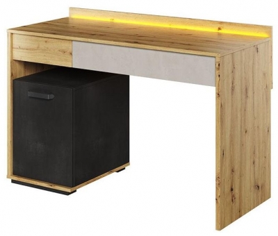 Product photograph of Qubic Oak Desk With Led from Choice Furniture Superstore