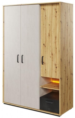 Product photograph of Qubic Oak Large Wardrobe With Led from Choice Furniture Superstore