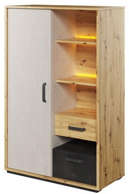 Noah Oak Effect Storage Cabinet With Led Light