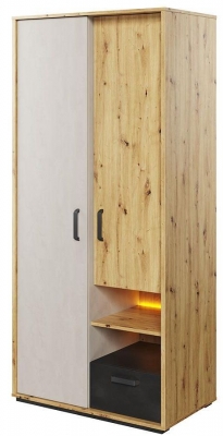 Noah Oak Effect 2 Door Wardrobe With Led Light