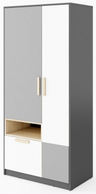 Product photograph of Pok Graphite 2 Door Wardrobe from Choice Furniture Superstore