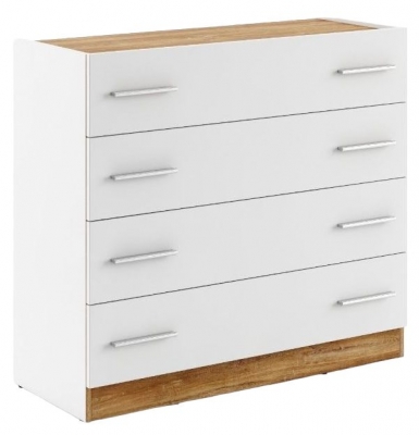 Product photograph of Dentro White And Oak 4 Drawer Chest from Choice Furniture Superstore