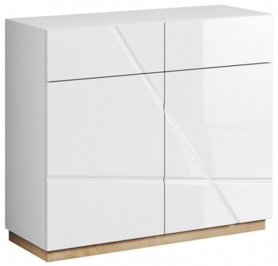 Sagu White Gloss 100cm Small 2 Door Sideboard