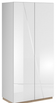 Product photograph of Sagu White Gloss 2 Door Wardrobe from Choice Furniture Superstore