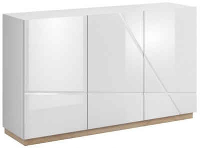 Sagu White Gloss 150cm Medium 3 Door Sideboard