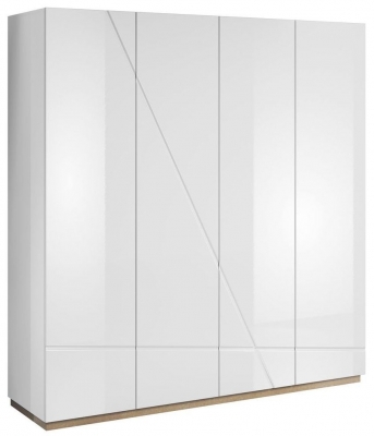 Product photograph of Futura White Gloss 4 Door Wardrobe from Choice Furniture Superstore