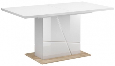 Product photograph of Futura White Gloss Single Pedestal Extending 6-8 Seater Dining Table from Choice Furniture Superstore