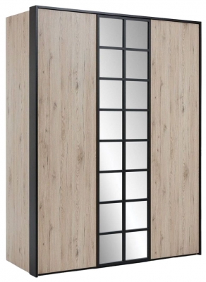 Product photograph of Lassen Oak 3 Door Wardrobe from Choice Furniture Superstore