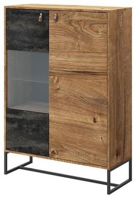 Product photograph of Douglas Oak And Black Display Cabinet from Choice Furniture Superstore