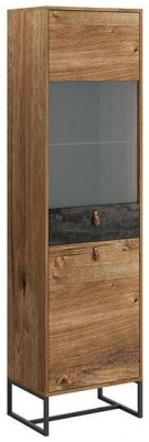 Product photograph of Douglas Oak And Black Tall Display Cabinet from Choice Furniture Superstore