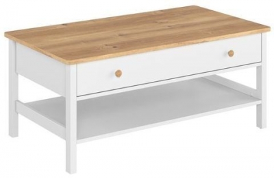 Product photograph of Bridgeport White And Oak Coffee Table from Choice Furniture Superstore