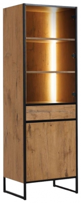 Product photograph of Tulare Lancelot Oak 2 Door Display Cabinet With Led from Choice Furniture Superstore