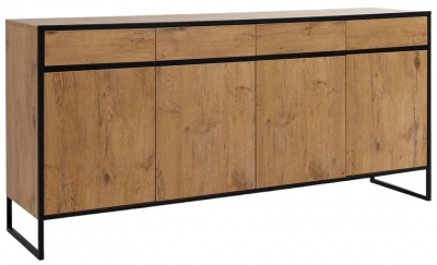 Product photograph of Loft Lancelot Oak 4 Door Sideboard from Choice Furniture Superstore
