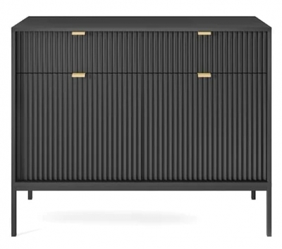 Product photograph of Kiron Black Ribbed 2 Door Small Sideboard from Choice Furniture Superstore