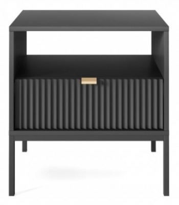Product photograph of Kiron Black Ribbed 1 Drawer Bedside Cabinet from Choice Furniture Superstore
