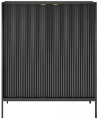 Product photograph of Kiron Black Ribbed 2 Door Highboard Cabinet from Choice Furniture Superstore