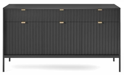 Product photograph of Kiron Black Ribbed 3 Door Medium Sideboard from Choice Furniture Superstore