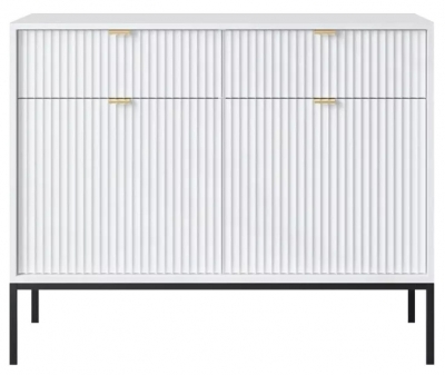 Product photograph of Kiron White Ribbed 2 Door Small Sideboard from Choice Furniture Superstore