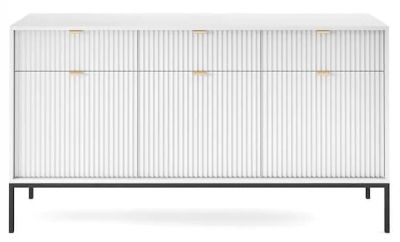 Product photograph of Kiron White Ribbed 3 Door Medium Sideboard from Choice Furniture Superstore