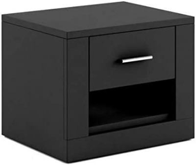 Product photograph of Rotan Black 1 Drawer Bedside Cabinet from Choice Furniture Superstore