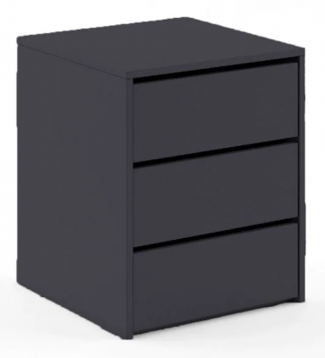 Rotan Black 3 Drawer Bedside Cabinet