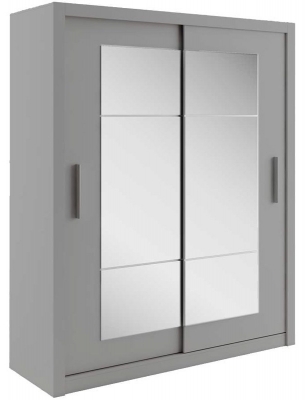 Product photograph of Idea Grey Matt 2 Door Mirror Sliding Wardrobe from Choice Furniture Superstore