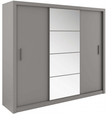 Product photograph of Rotan Grey Matt 3 Door Sliding Wardrobe from Choice Furniture Superstore