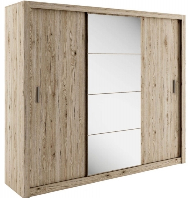 Product photograph of Idea Oak San Remo 3 Door Sliding Wardrobe from Choice Furniture Superstore