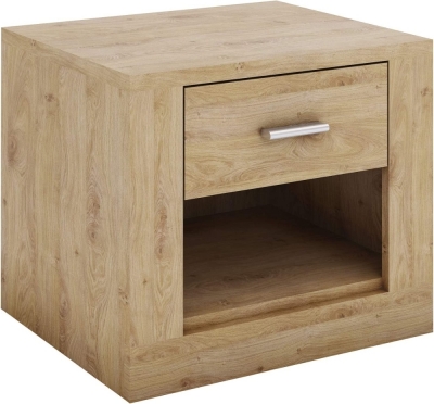 Product photograph of Idea Oak Shetland 1 Drawer Bedside Cabinet from Choice Furniture Superstore