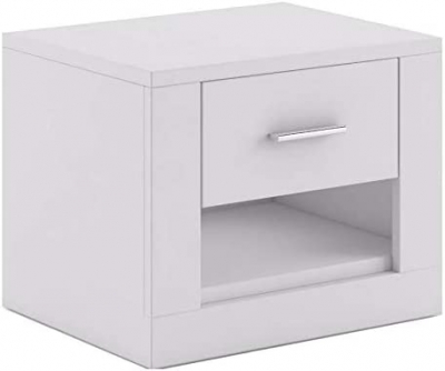 Product photograph of Rotan White Matt 1 Drawer Bedside Cabinet from Choice Furniture Superstore