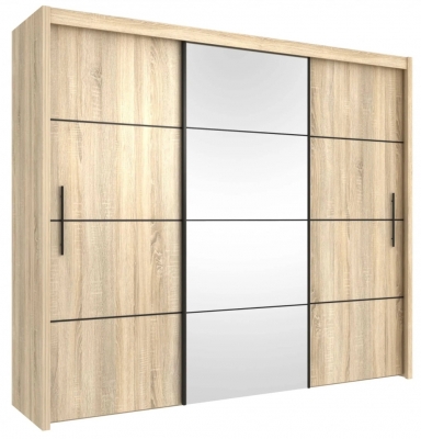 Product photograph of Cairo Oak Sonoma 3 Door Sliding Wardrobe from Choice Furniture Superstore