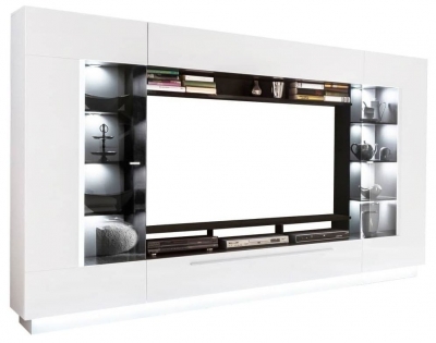 Product photograph of Sensis White High Gloss Wall Entertainment Unit from Choice Furniture Superstore