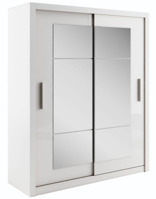 Product photograph of Idea White Matt 2 Door Mirror Sliding Wardrobe from Choice Furniture Superstore