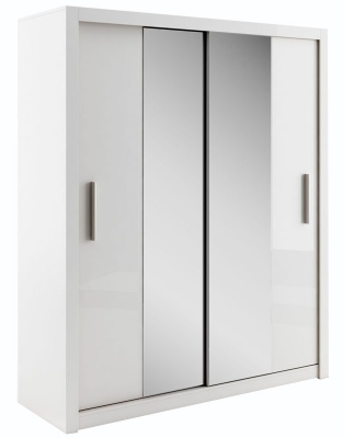 Product photograph of Rotan White Matt 2 Door Sliding Wardrobe from Choice Furniture Superstore