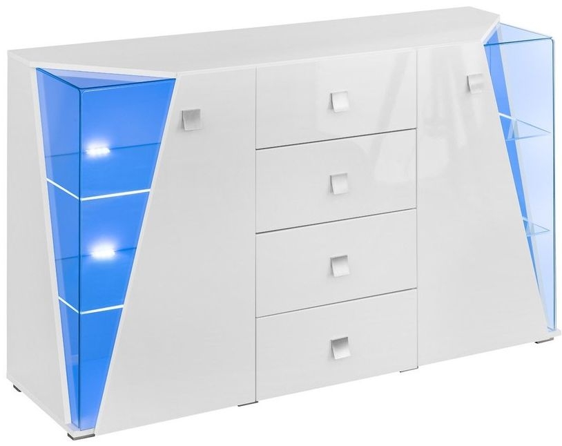 Logan White Gloss 2 Door Medium Sideboard with LED Light