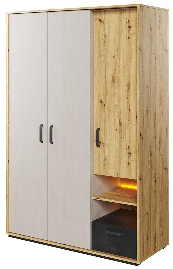 Noah Oak Effect 3 Door Wardrobe with LED Light