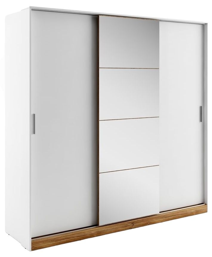 Kern White 3 Door Sliding Mirror Wardrobe