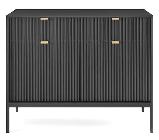 Kiron Black Ribbed 2 Door Small Sideboard