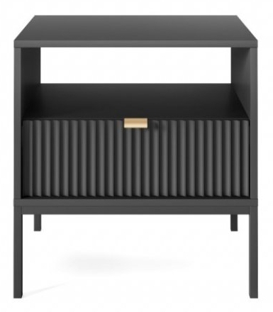 Kiron Black Ribbed 1 Drawer Bedside Cabinet