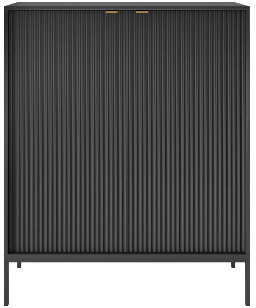Kiron Black Ribbed 2 Door Highboard Cabinet