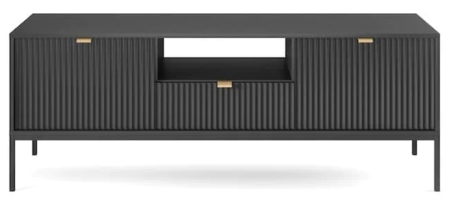 Kiron Black Ribbed Large TV Unit