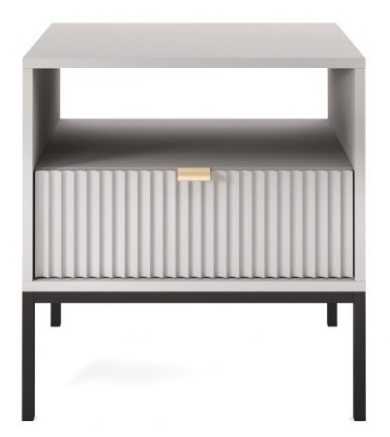 Kiron Grey Ribbed 1 Drawer Bedside Cabinet