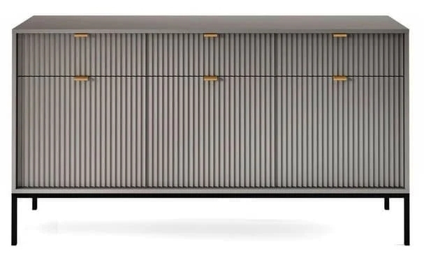 Kiron Grey Ribbed 3 Door Medium Sideboard