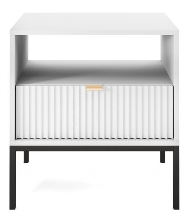 Kiron White Ribbed 1 Drawer Bedside Cabinet