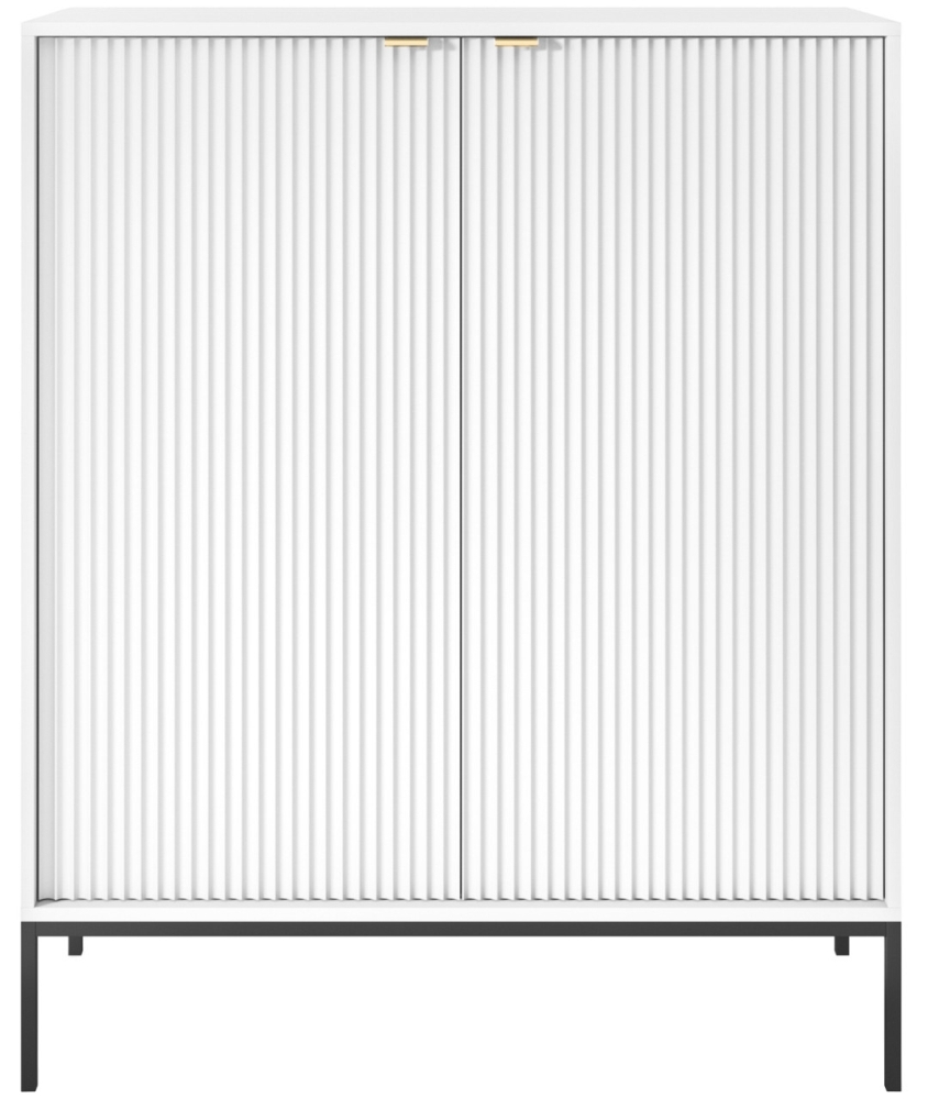 Kiron White Ribbed 2 Door Highboard Cabinet